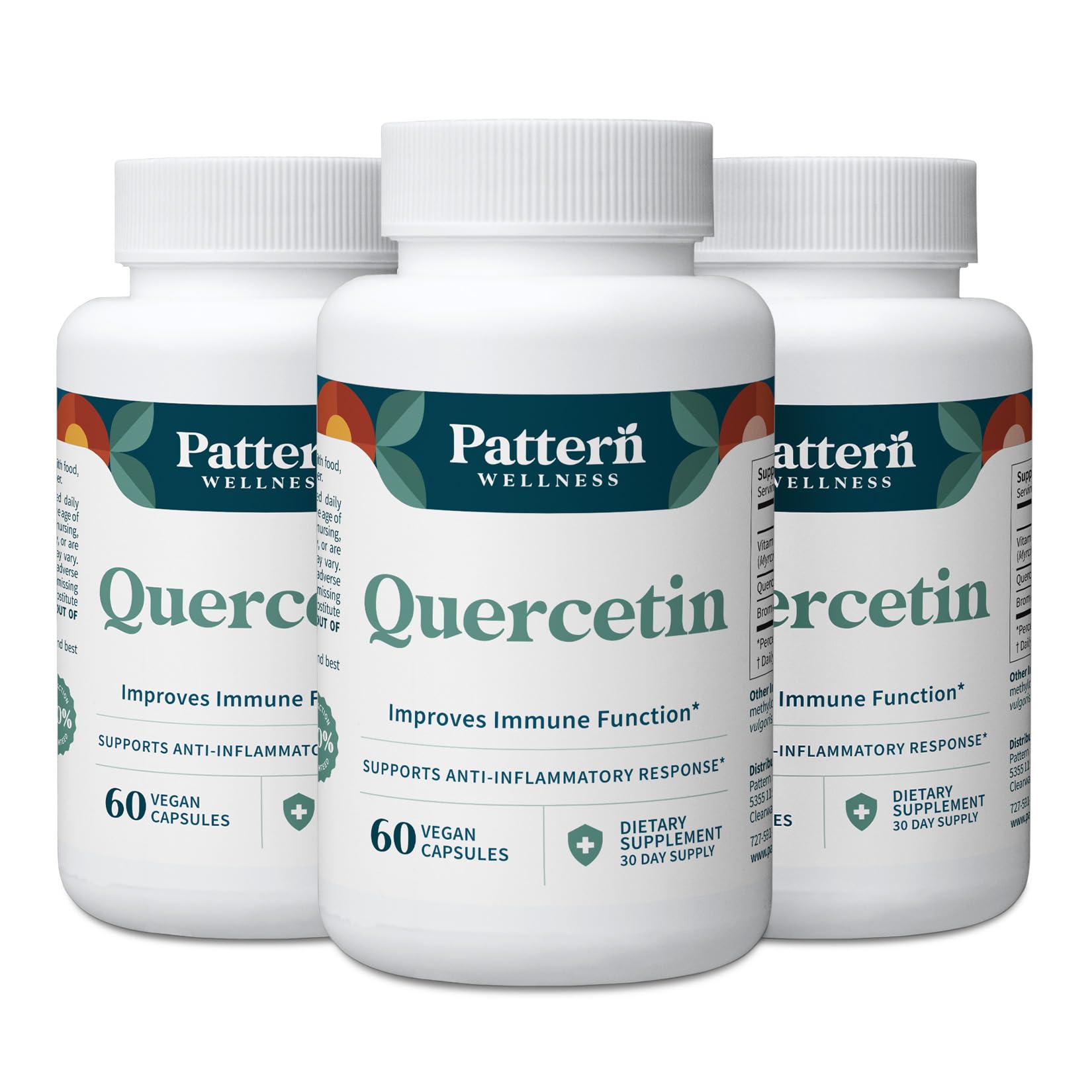 Pattern Wellness Quercetin Supplement – 180 Vegan Capsules 60 Count (Pack of 3)