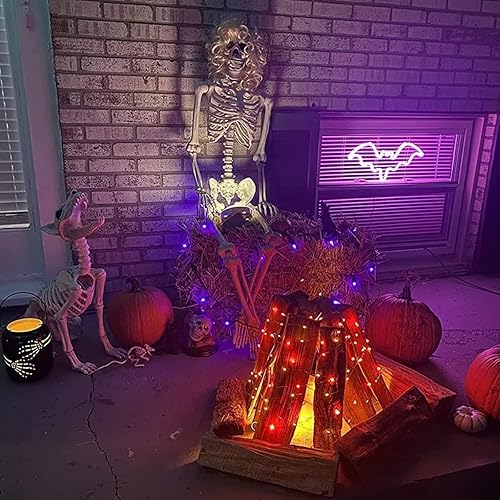 Miniatura 5 de YEGUO Paquete de 4 luces solares naranjas impermeables para exteriores, cada 33 pies, 100 luces LED solares, 8 modos de luces solares