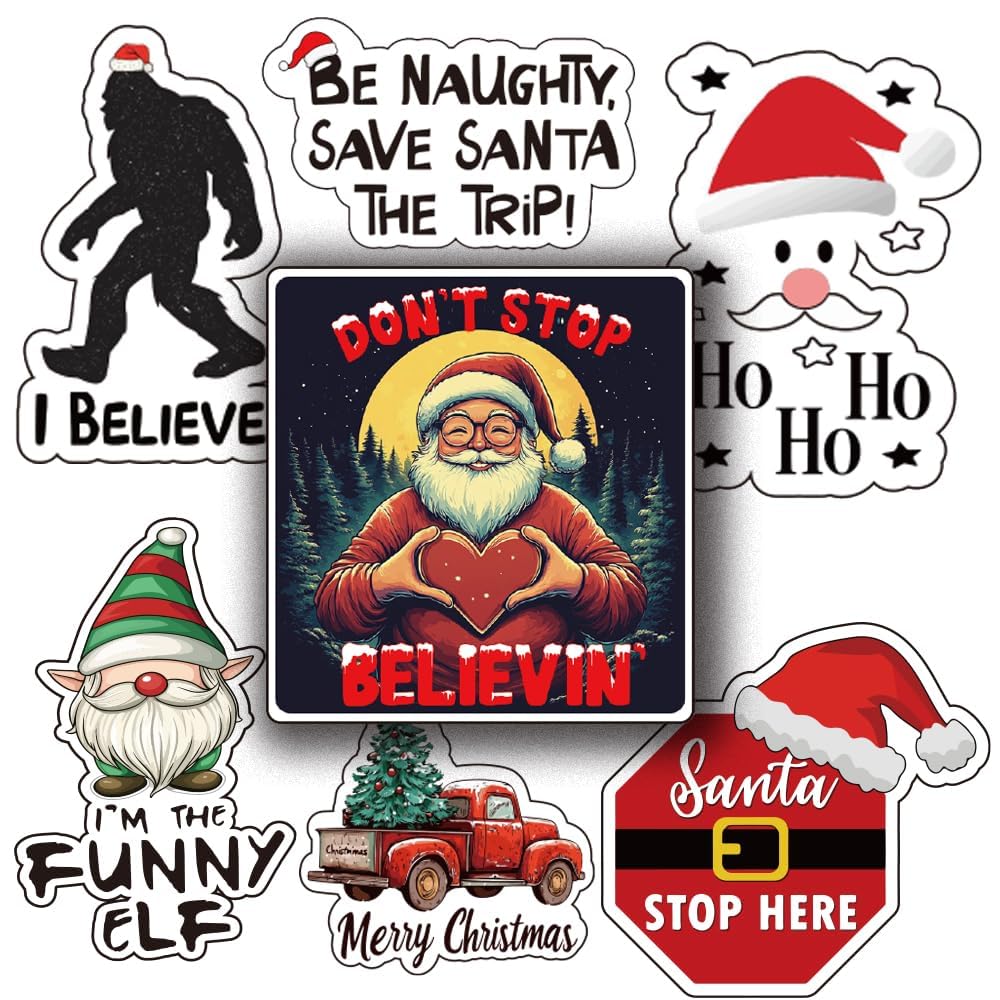 1step2dream Funny Christmas Quote Stickers | Stocking Stuffers for Gifts & Christmas Party Favors | Bookish Stickers Waterproof Vinyl Decals, Laptops,