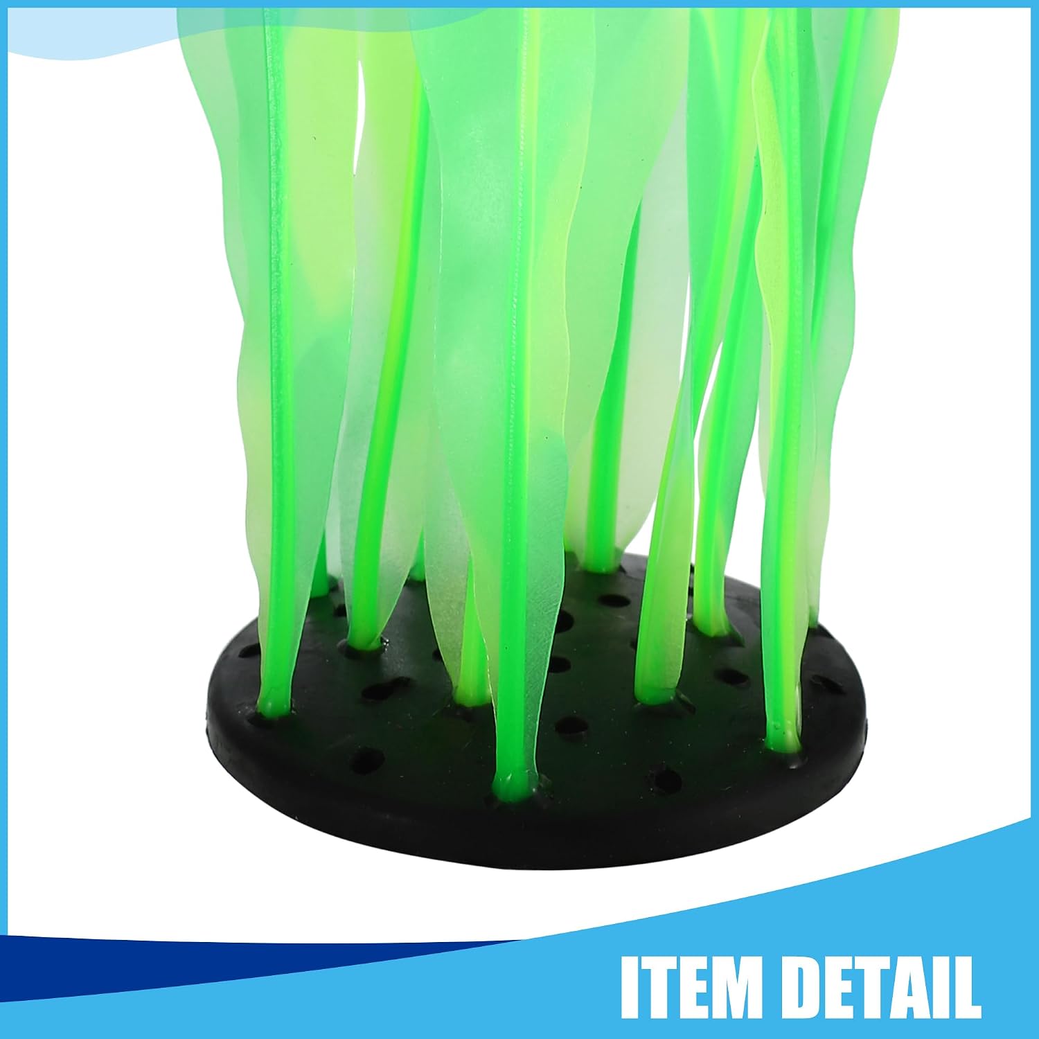 Glowing Artificial Water Plants, Soft Silicone Glowing Artificial Seaweed Artificial Kelp for Fish Tank Decoration, 6.89 Inch (Green)