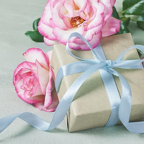 Miniatura 3 de Cinta de satén sólido azul claro de 100 yardas, 38 pulgadas, cinta de tela de una sola cara para envolver regalos, lazos para el pelo, flores,