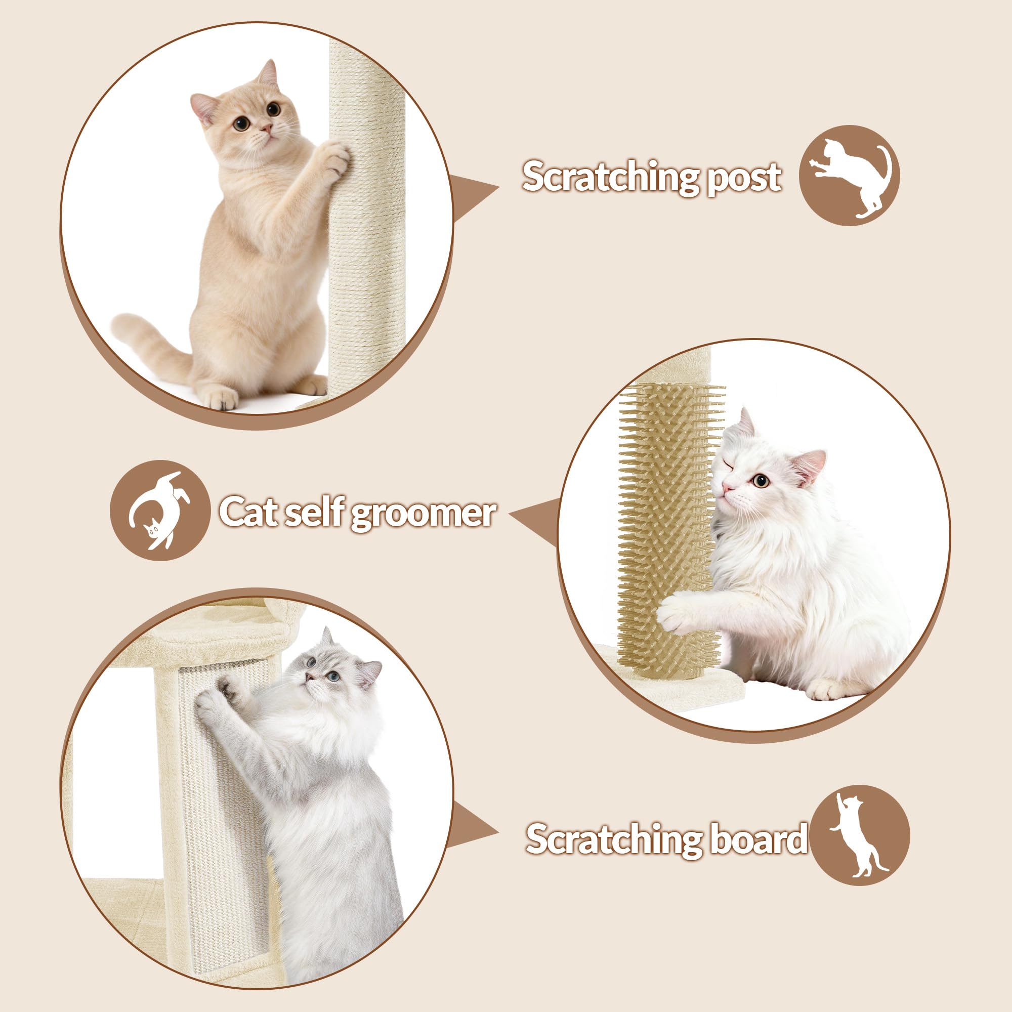 Tiragraffi per Gatti, 40 x 40 x 48 cm, Beige