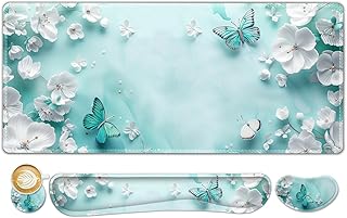 ToLuLu Large Mouse Pad Desk Pad Set, Wrist Rest Support Desk Mat for Key...