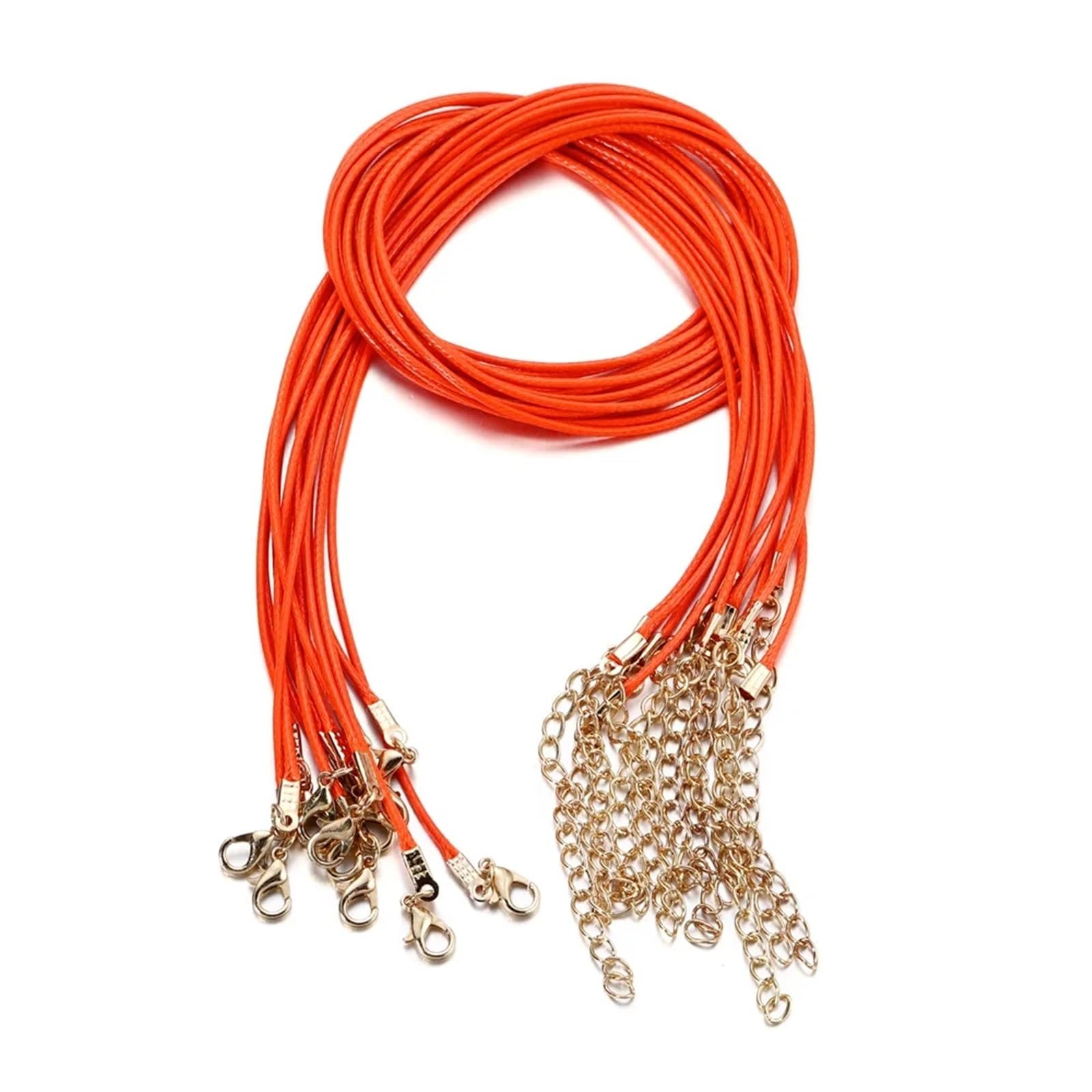 Anenog Orange Leather Necklace Cord With Clasps 100Pcs 1.5Mm Handmade Leather With Lobster Clasp String Cord Adjustable Braided Rope For Diy Necklaces Pendant Charms Findings(Orange)