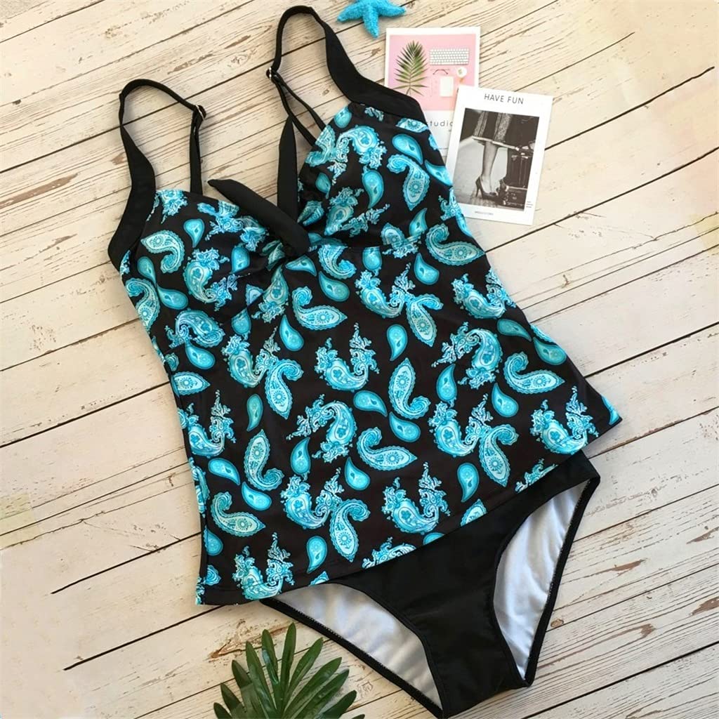 CLSDRZC Tankini ustawił vintage druk stroju kąpielowego Kobiety dwa kawałki stroje kąpielowe sport pływania w kombinezonie retro kostium kąpielowy Kobieta