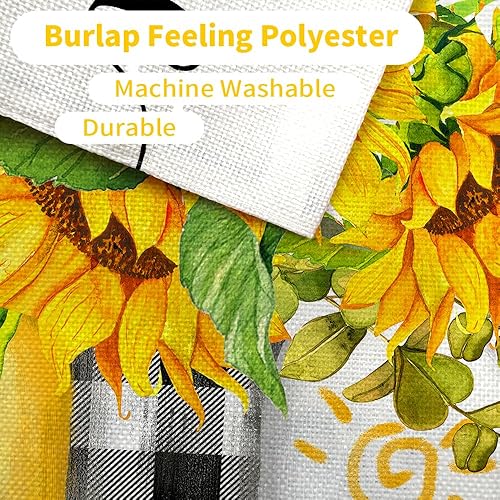 Miniatura 4 de CROWNED BEAUTY Bandera de casa de girasoles de verano, tarro de doble cara, 28 x 40 pulgadas, gran arpillera de arpillera de temporada, decoración