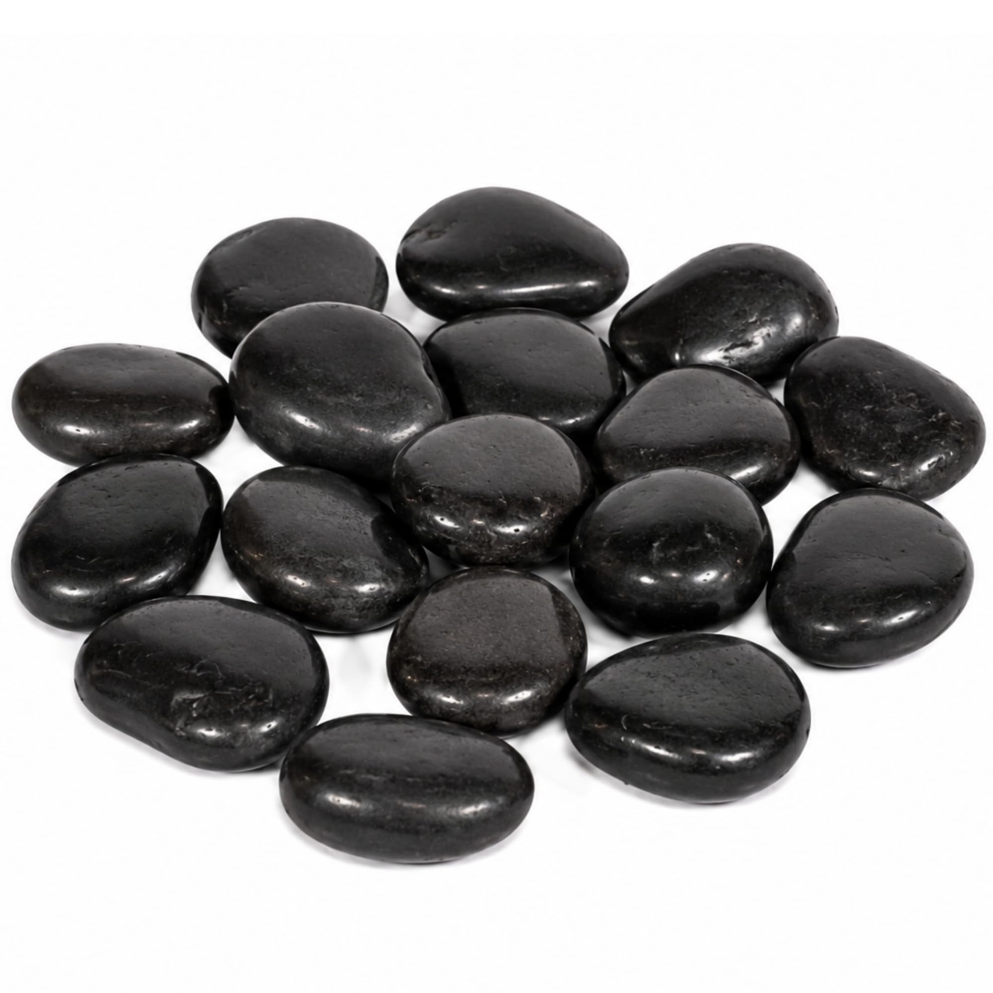 Rainbow Eco Play Black Polished Pebbles, Decorative Stones For Plant Pots, Vases & Indoor Plants, Smooth Garden Pebbles For Home Décor, Water Features, Landscaping & Zen Gardens – Approx. 15, 3Cm - 5Cm