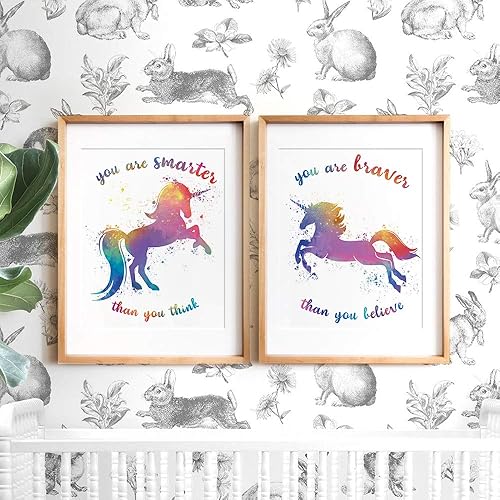 Miniatura 3 de CHIEN-CHI LILI SUUURA-OO - Juego de 4 impresiones artísticas de acuarela con palabras inspiradoras de unicornio (8 x 10 pulgadas), póster de