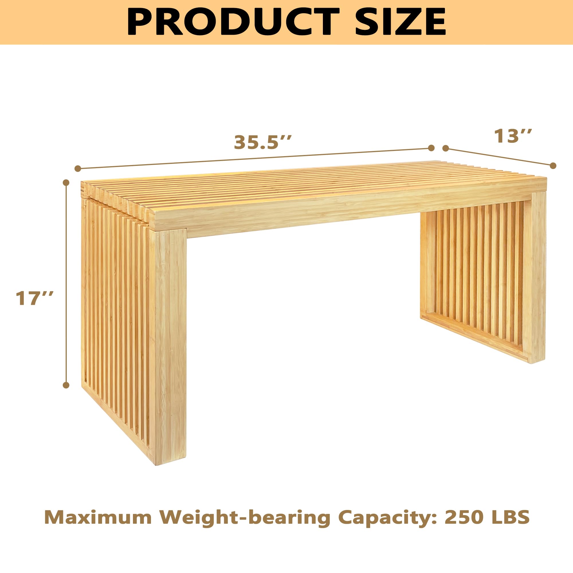 KORETECH Bamboo Dining Bench, Wood Bench, Bench Seat Wooden for Kitchen ...