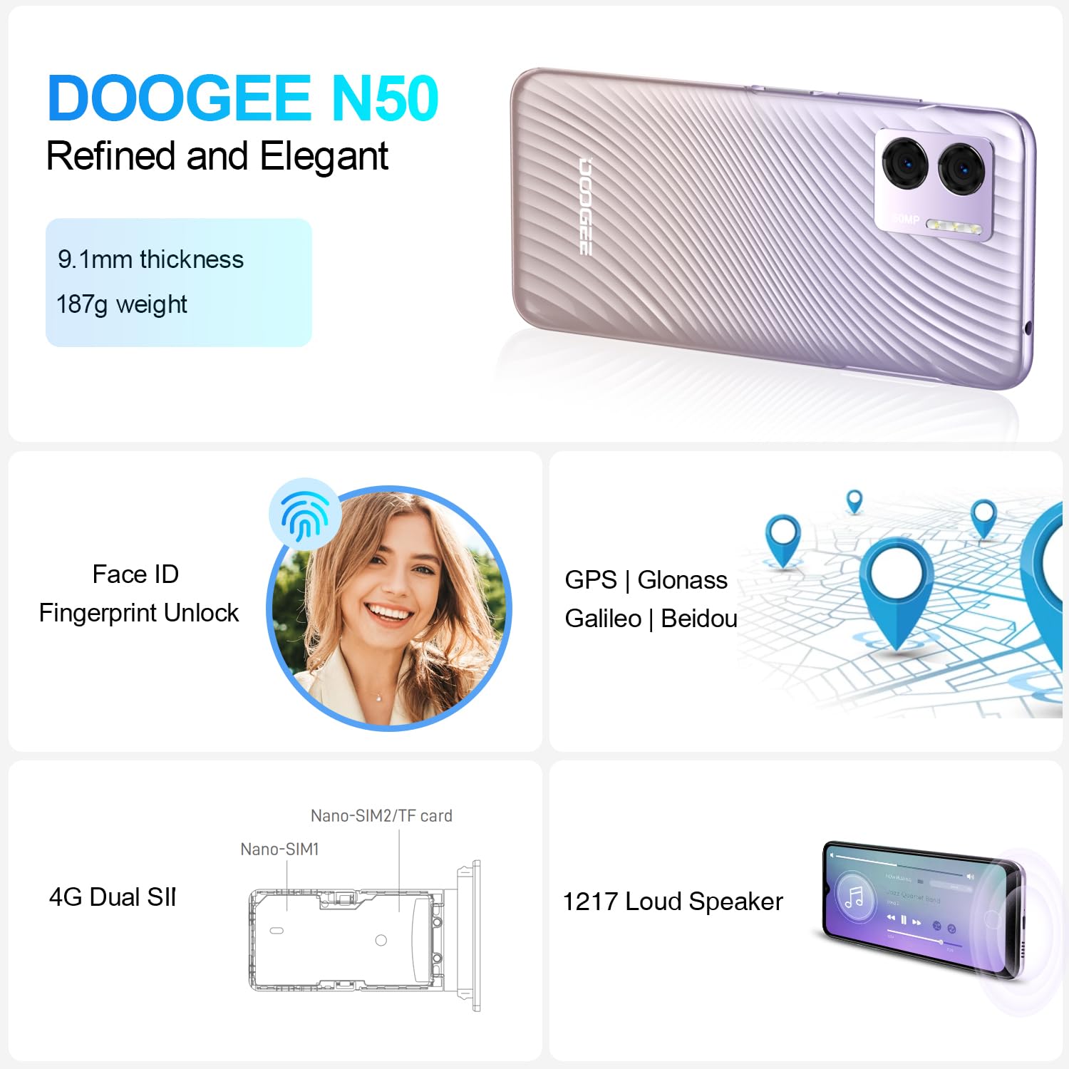 Amazon.com: DOOGEE N50 2023 Unlocked Cell Phone, 15GB+128GB