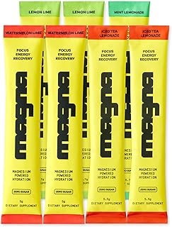 MAGNA Electrolytes Powder Drink Mix for Hydration, Energy & Focus Support with Magnesium L Threonate, Sodium, Potassium, Vitamin D, B6 & B12, Sugar Free, Variety Pack, 7 Servings