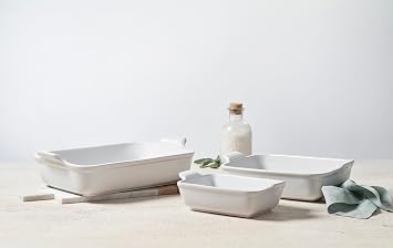 Le Creuset Stoneware Set Of 3 Heritage Rectangular Dishes, Oyster