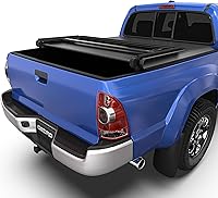 Vista 9 de oEdRo Cubierta Tonneau suave de triple pliegue para caja de camioneta en la parte superior compatible con Toyota Tacoma 2016-2023 con cama de 6