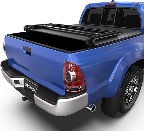 oEdRo - Cubierta suave de tres pliegues para plataforma de camioneta, compatible con Toyota Tacoma 2005-2015 con plataforma Fleetside de 5 pies y