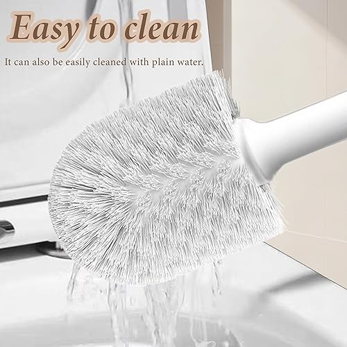 Miniatura 5 de 2 Pack Toilet Brush and Holder Set, Toilet Bowl Brush with Non-Slip Handle for Deep Cleaning, Nylon Bristles, Bathroom Accessories White