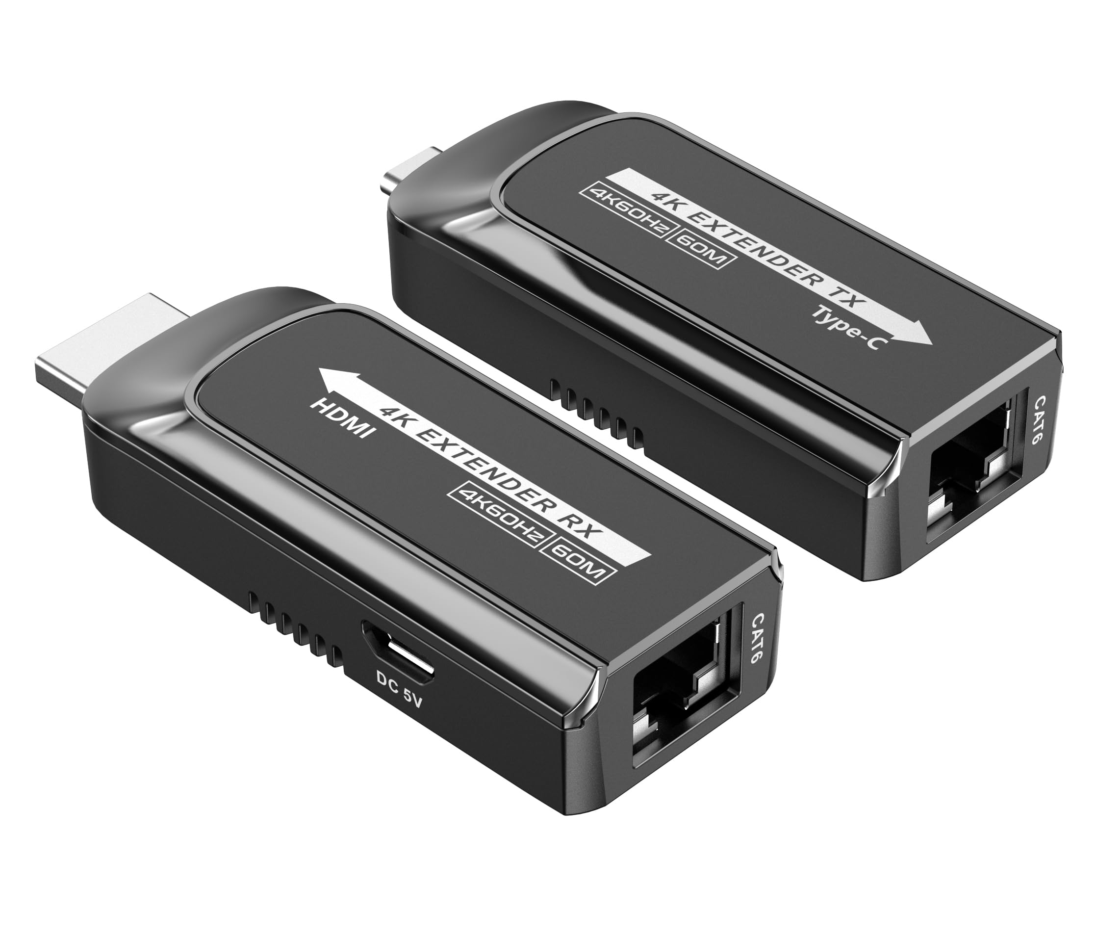 TECHLY 367799 Extender USB-C™ na HDMI 4K@120Hz na Kabel Cat.6/6A/7 Do 60 Metrów Czarny