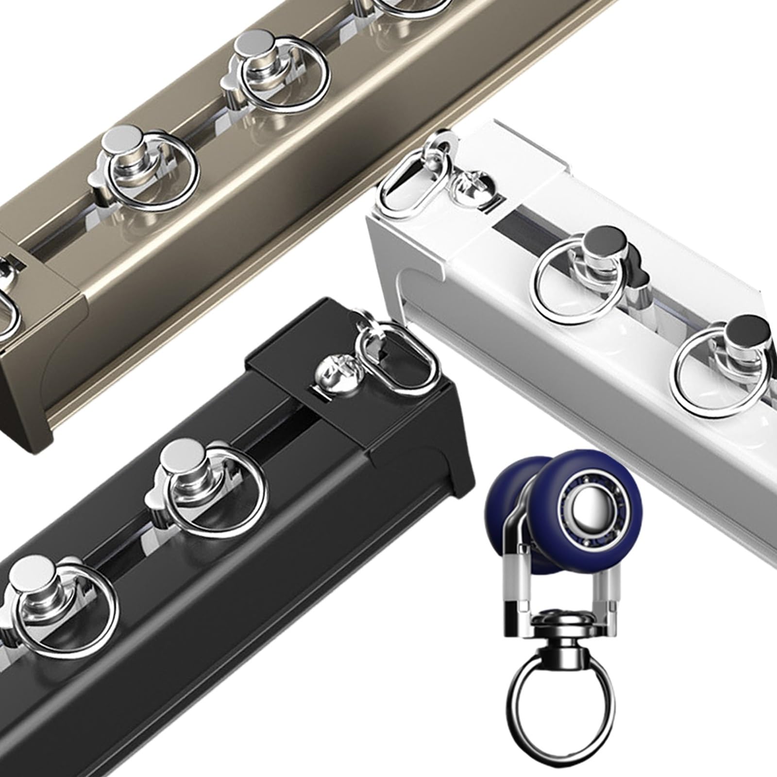 Heavy Duty Curt Track 1-kanałowy (biały 50-600 cm) ze ślizgaczami oczkowymi aluminium zawiera sprzęt montażowy, idealny do przesuwnych kurtek i zasłon