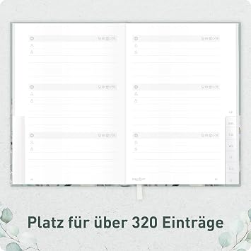 Häfft paper&you® Password Book A6+ with A-Z Index German Minty Leaves