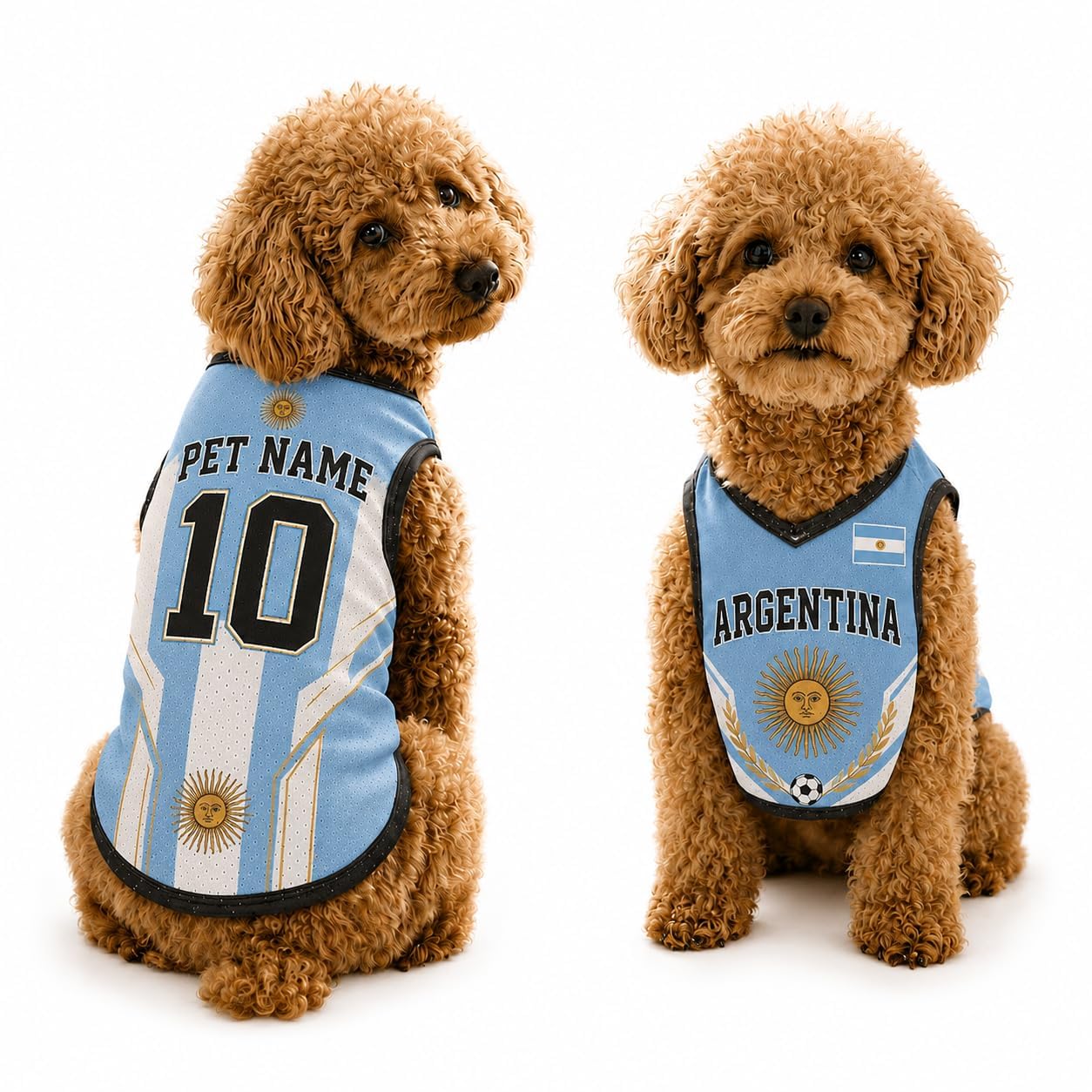 Custom Dog Football Jersey with Name Number Logo, Personalised 2026 Pet Jersey, Breathable Quick Dry T-Shirt for Small Medium Large Dogs, Gift for Fans