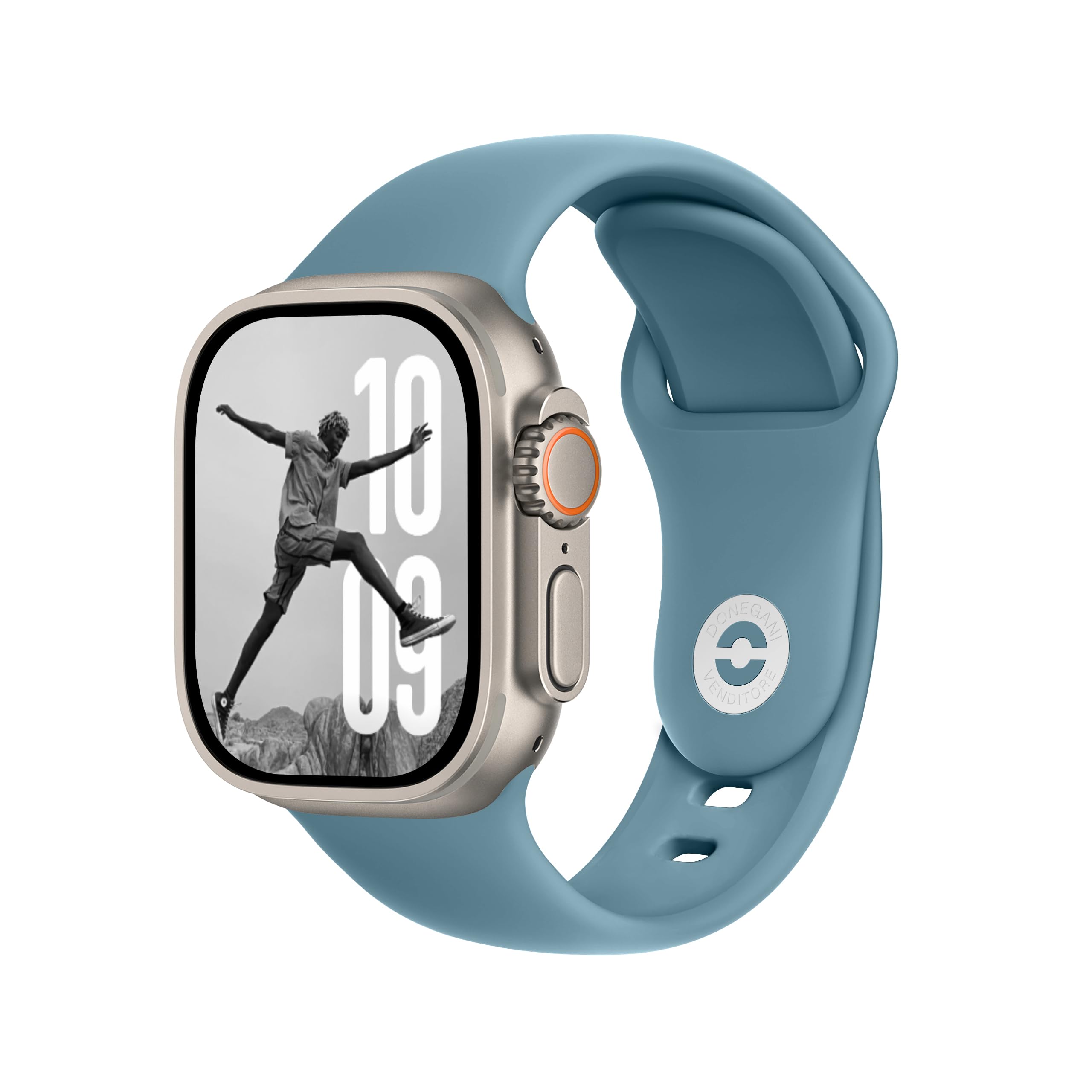 DONEGANI SB Cinturino per Apple Watch Ultra 2 49mm, Serie 10 46mm, 9 8 7 45mm 41mm, SE 6 5 4 44mm 40mm, 3 2 1 42mm 38mm Band Bracciale Sport Silicone, Blu Megalodonte