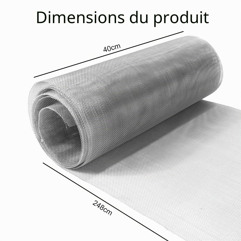 Grillage Fine Maille 40 x 248 cm, Grillage Anti Rongeur Grille Métallique Fine Grille INOX, Filet Anti Insecte Filet Anti Moustique Grillage Métallique pour Jardin Aérations