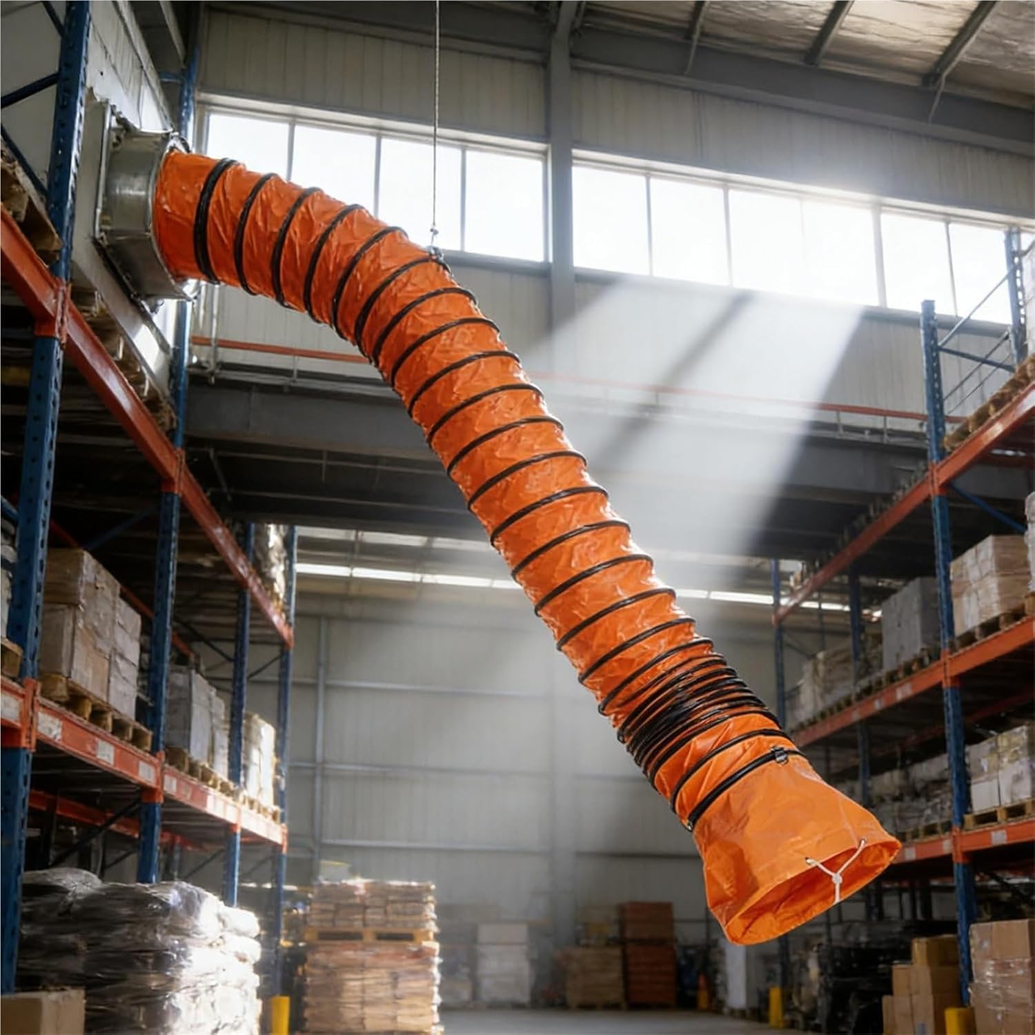 6 10 16 33ft PVC Flexible Duct Hose, Flame Retardant HVAC Folding Exhaust Duct with Adjustable Rope D Hook, Easy Storage, for Blower Ventilation Fan(16.6ft,Diameter - 300 mm)