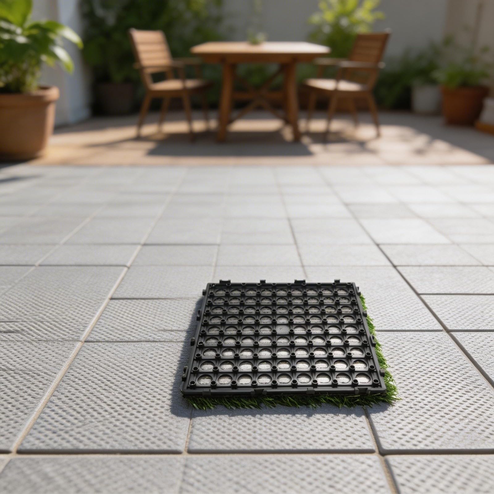 Lot de 5 dalles de gazon artificiel emboîtables 30 x 30 cm auto-drainantes