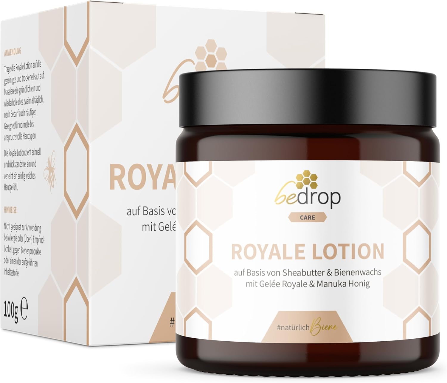 bedrop Royale Lotion – 100 g Body Lotion with Royal Jelly, Shea Butter, Acacia Honey & Propolis, Moisturising & Irritating for Nourished Skin (100 g)