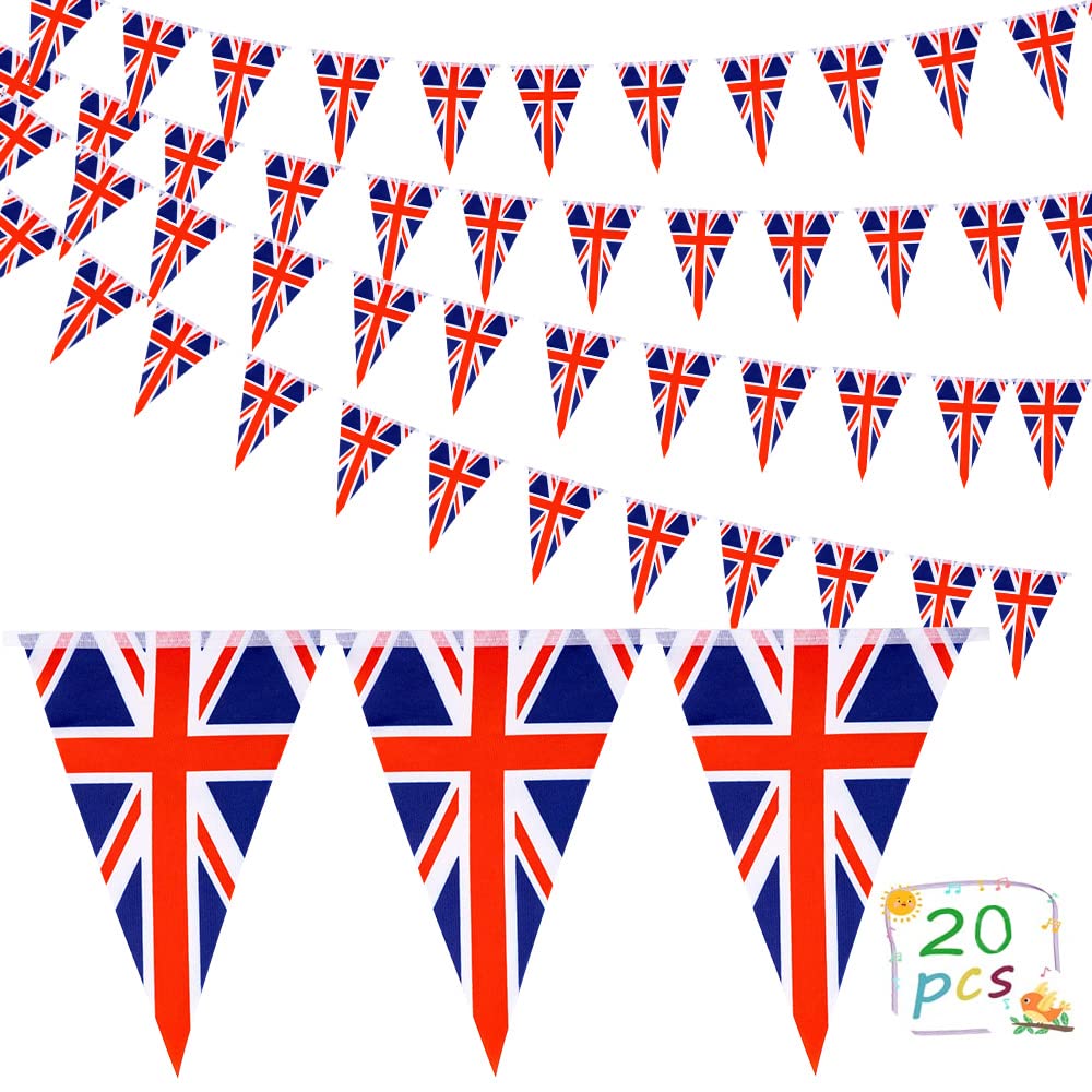 20Pcs Union Jack Bunting Flags, Platinum Jubilee Bunting for Queens