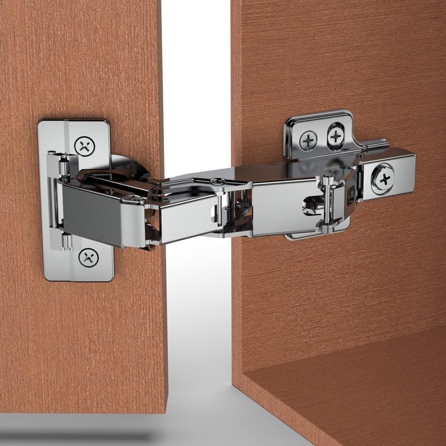 Chibery 10 Pack 165 Degree Frameless Lazy Susan Hinge, Clip ON Plate for Easy Installation, Soft Close Multi-Pivot Concealed Hardware for Corner Kitchen Cabinet, Cupboard Folded, Folden Door, Closets