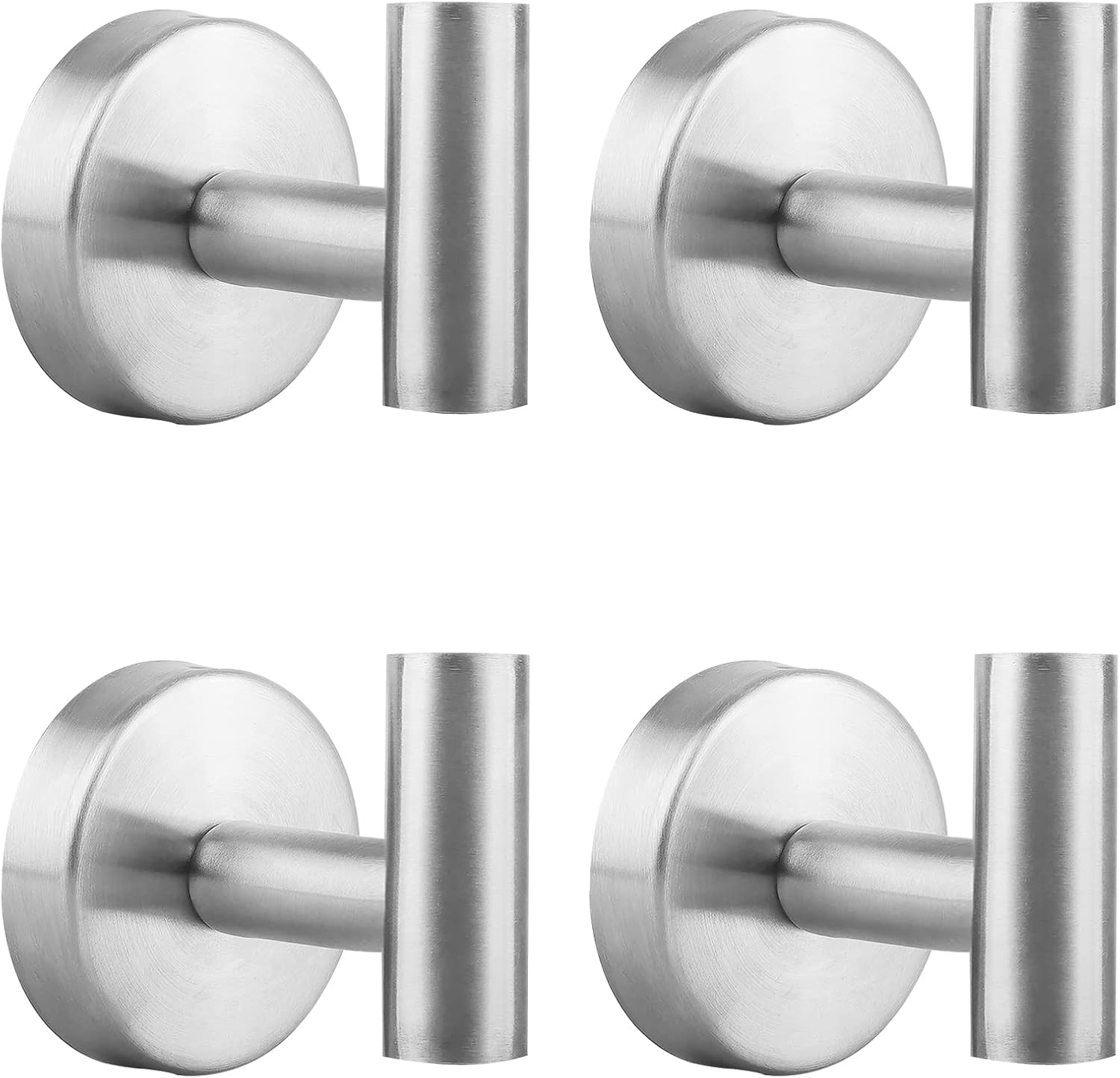 Kuhome 4 Pack Bathroom Hooks Kitchen Towel Hooks Coat Hooks SUS304 Stainless Steel Hooks for Towel Heavy Duty Clothes Wall Hooks for Kitchen Bedroom Garage Hotel Pool (Silver)