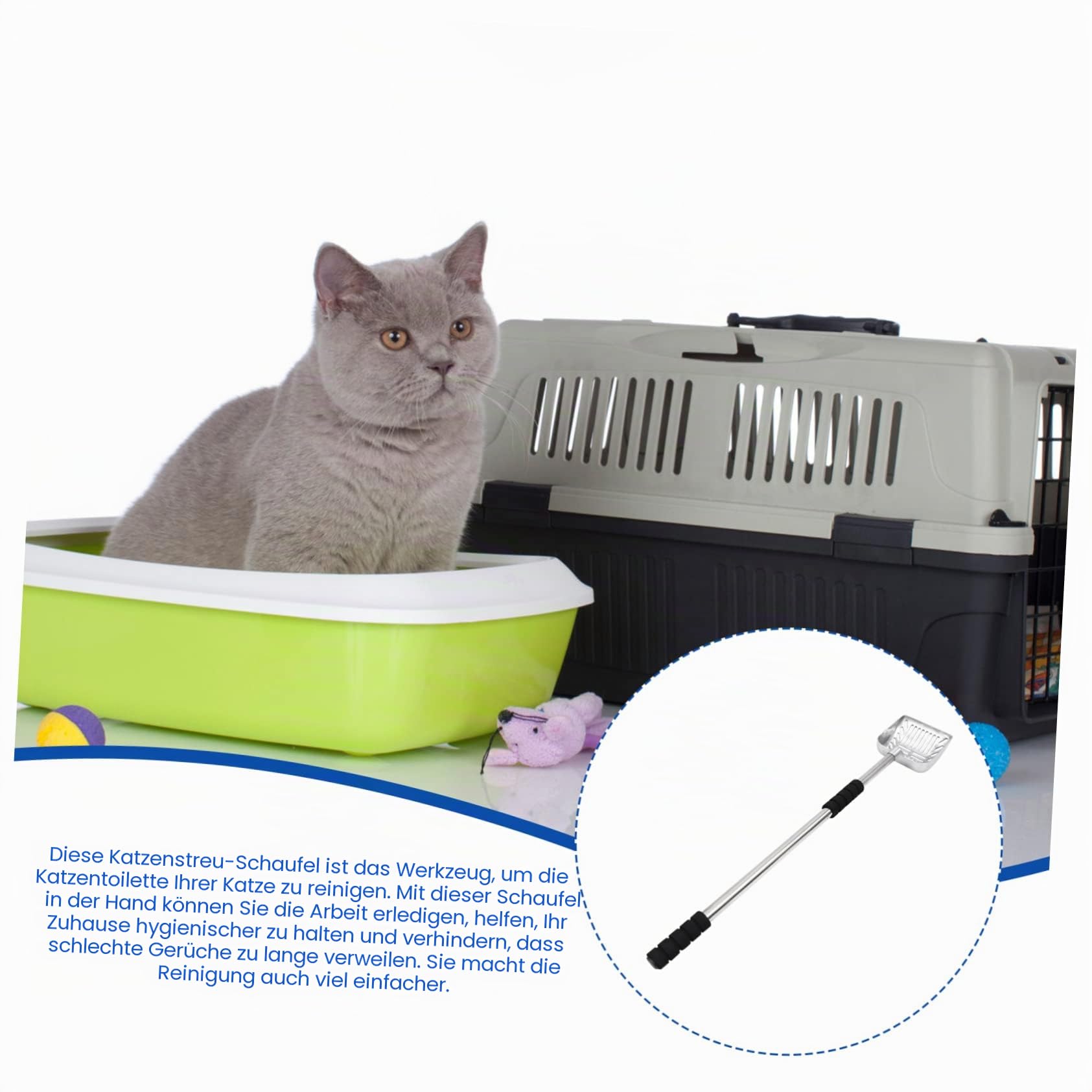 Mipcase Katzenschaufel Metall Mit Langer Griff Teleskop Katzenstreu Schaufel Für Katzentoilette 82.00 cm Länge Bequemer Halt Für Effektive Reinigung Von Katzen- Und Hundestreu