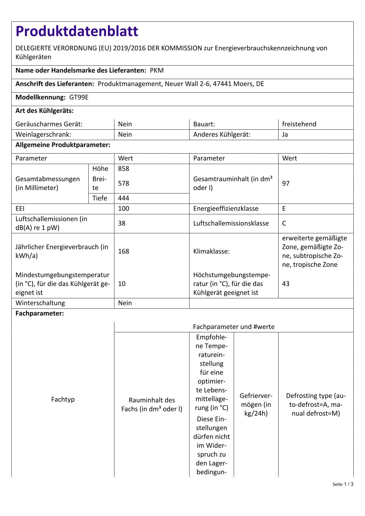 PKM GT99E Gefriertruhe | Kühl - oder Gefriermodus | 97 Liter Fassungsvermögen | 38 dB | Drahtkorb | 4 Sterne Gefrierfach | Freistehend | EEK E