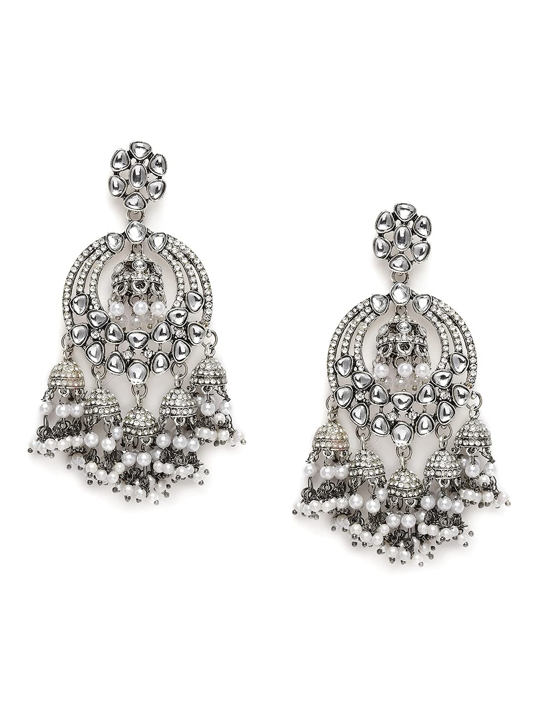 See full amazon price history chart for OOMPH Jewellery Oxidised Silver Tone Kundan & Pearls Large Jhumka Earrings For Women & Girls OOMPH Jewellery Oxidised Silver Tone Kundan & Pearls Large Jhumka Earrings For Women & Girls (B09FZL766Q) Amazon Price History, Amazon Price Tracker