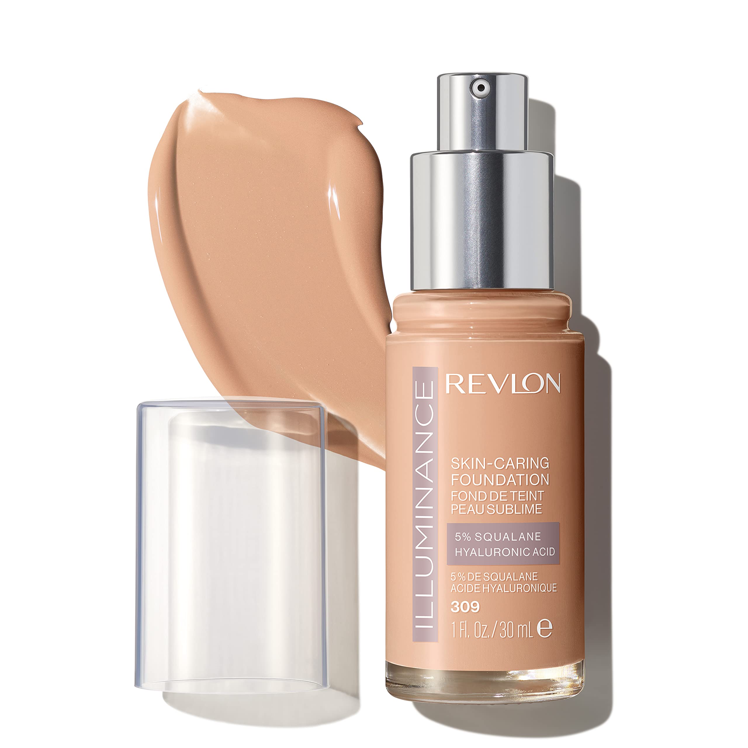 Revlon Illuminance Skin-Caring Liquid Foundation, Hyaluronic Acid, Hydrating and Nourishing Formula with Medium Coverage, 309 Toasted Beige, 1 fl oz Toasted Beige 1 Fl Oz (Pack of 1)