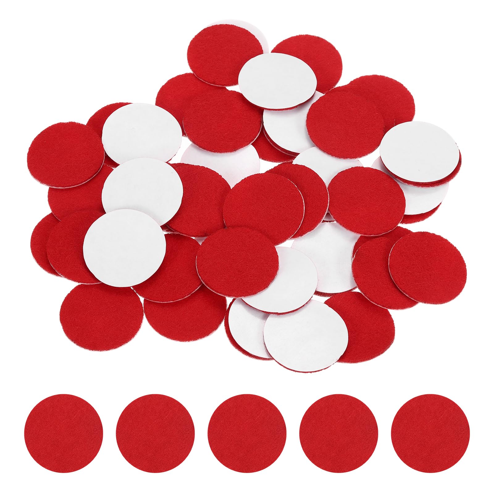 sourcing map 100 Pcs Adhesive Felt Circles, 1.5" Round Non-Woven Felt Pads Stickers Dots Pre Cut for DIY Crafts Sewing Handcraft Costume Holiday Decoration, Red