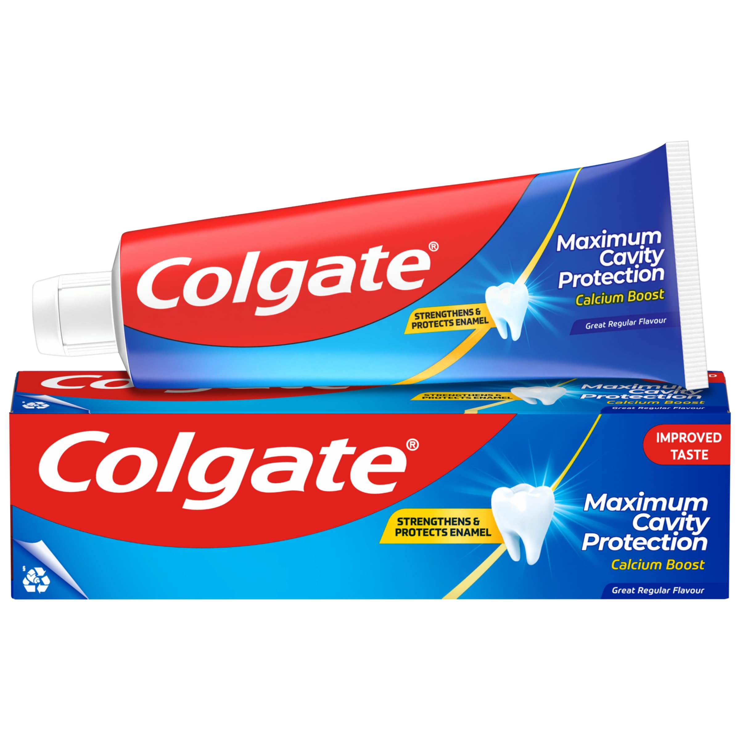 Colgate Maximum Cavity Protection Toothpaste 75ml, with Calcium Boost, Strengthens and Protects Enamel, Protects Against Cavities, Fluoride Toothpaste, Great Regular Flavour