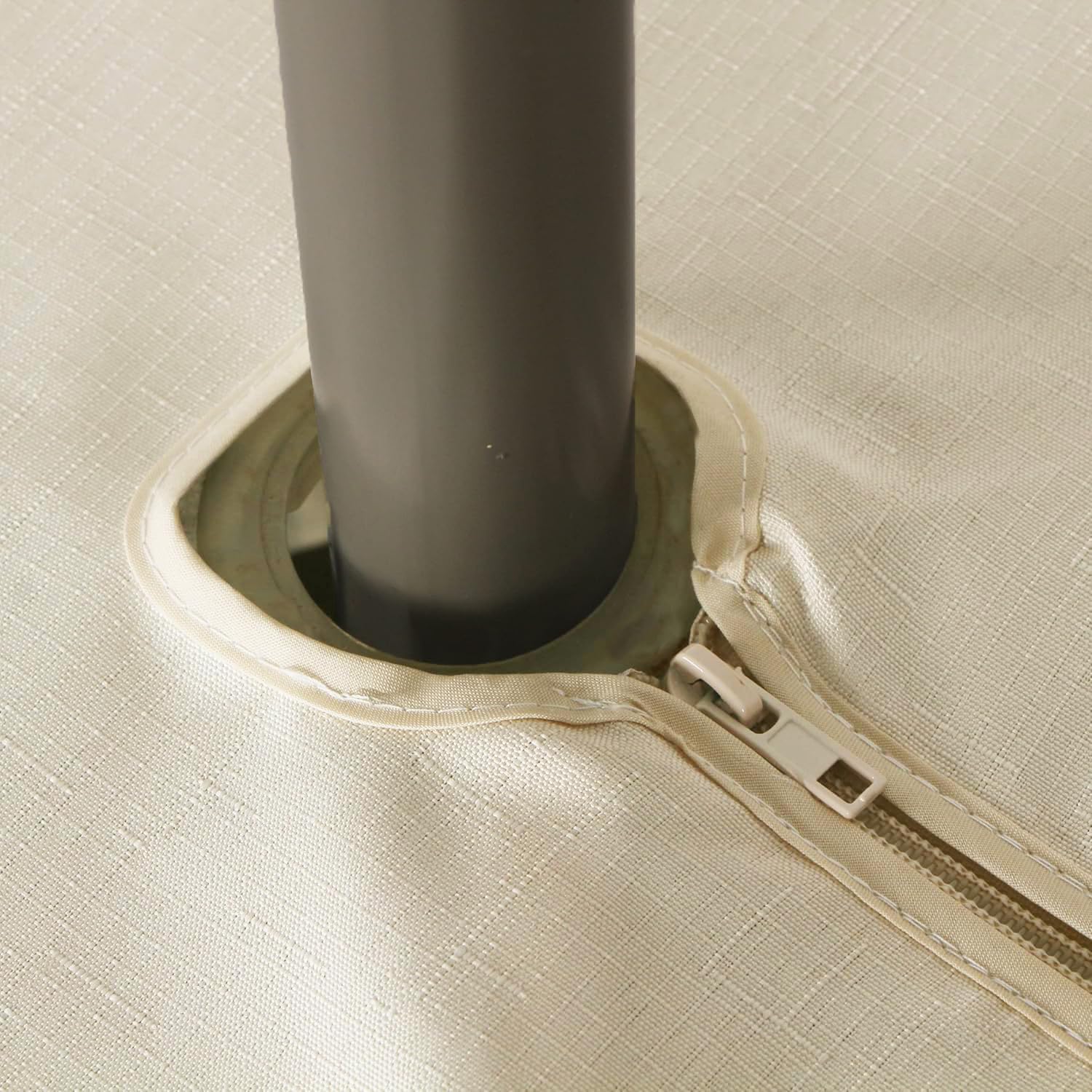 Tovaglia da esterno in tessuto di poliestere impermeabile antimacchia e antipiega con cerniera e foro per ombrellone, per picnic, feste, cene, patio e giardino (178 cm, rotonda, con