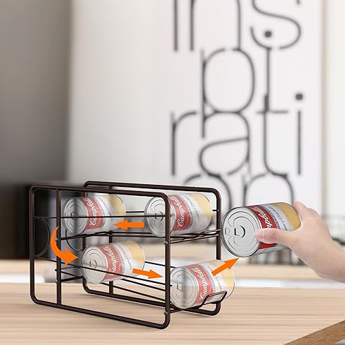 Miniatura 2 de MOOACE Paquete de 4 dispensadores de latas, organizador apilable de almacenamiento de latas para alimentos enlatados, gabinete de cocina, despensa,