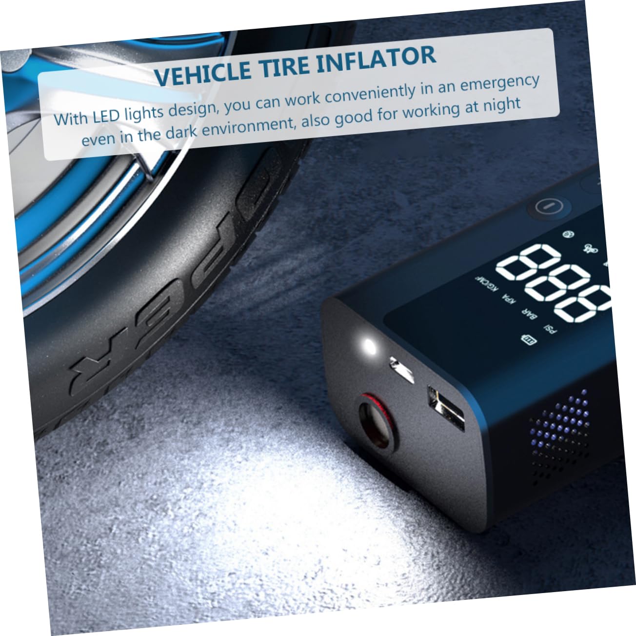 Kisangel Compressore d Aria Portatile Per Auto Pompa Pneumatici Auto Misuratore Pressione Digitale Abs Leggero Facile Trasportare Biciclette Motociclette Palloni Oggetti Gonfiare Luci Led n