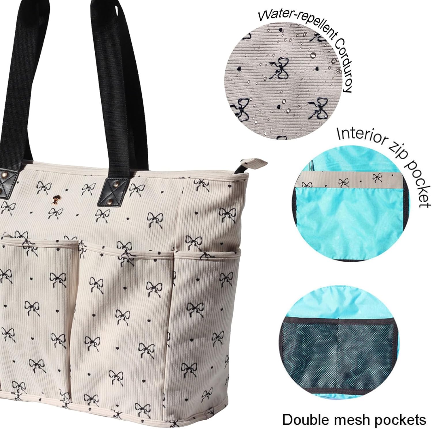 Corduroy Women Ladies Weekender Bag Muti-pockets Overnight Carry-on Duffel Travel Gym Tote Luggage Duffle with Trolley Sleeve (Corduroy bow)