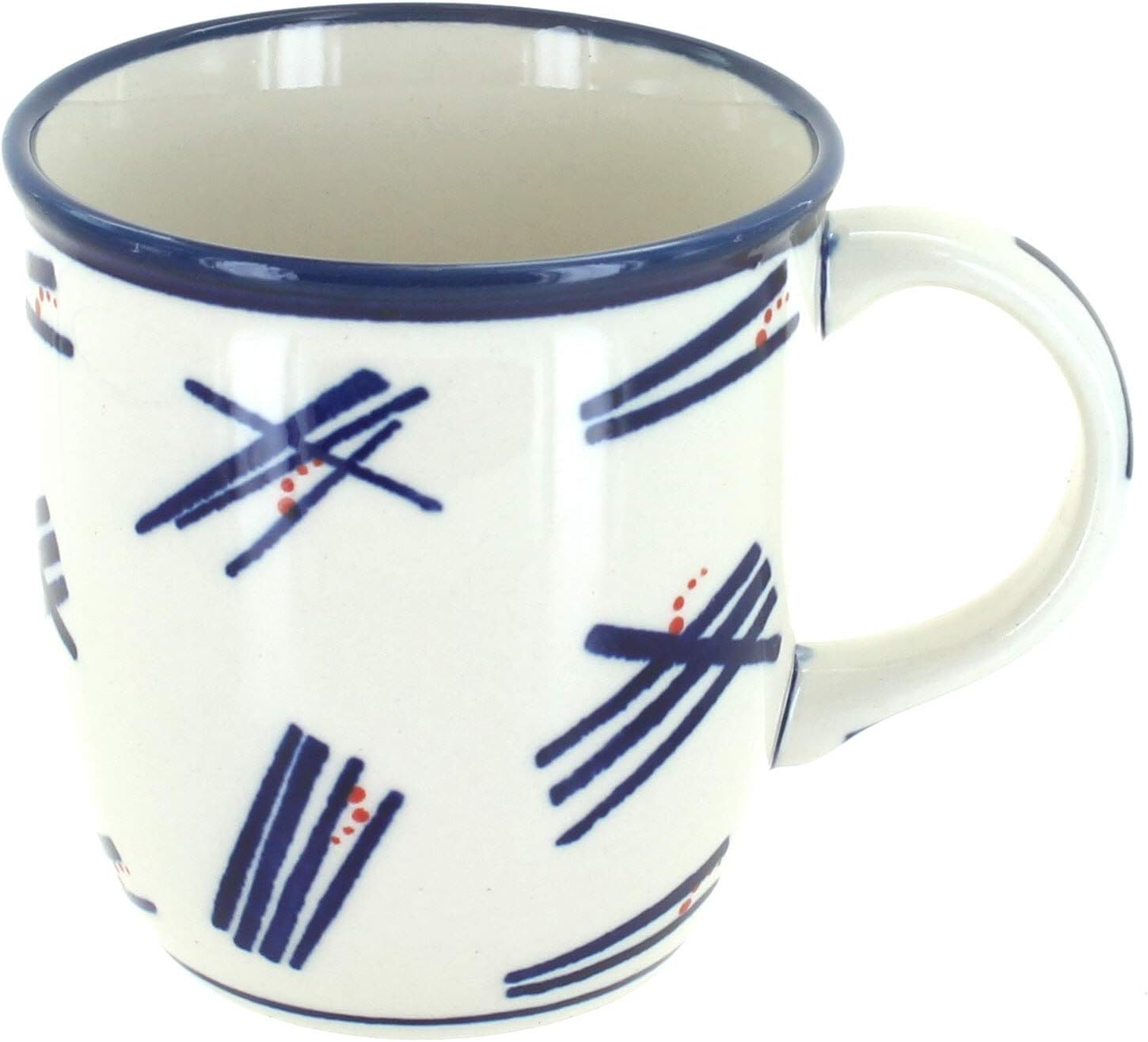 Blue Rose Polish Pottery - Green Mosaic Flower Plain Coffee Mug - 12 oz - Perfect Mug for the Office, Home, or a Gift