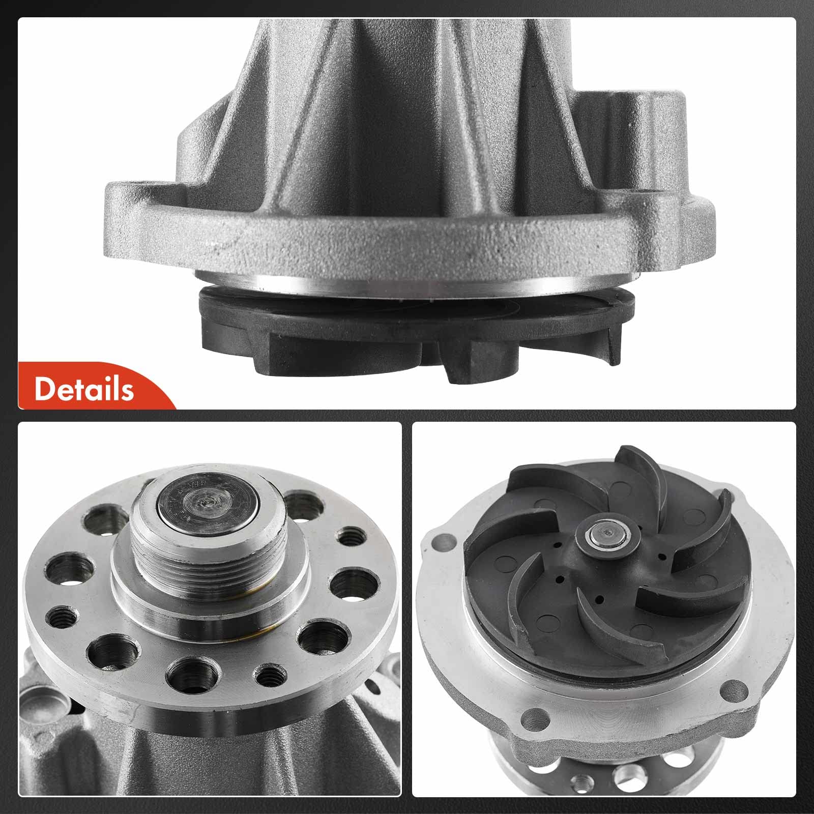 A-Premium Engine Water Pimp W/O-Ring [fits OHV, 8Cyl 6.0L, Diesel] Compatible with Ford [F-Class] F-250 F-350 F-450 F-550 Super Duty 2004-2007, E-350 Club Wagon, E-350 E-450 Super Duty, Excursion