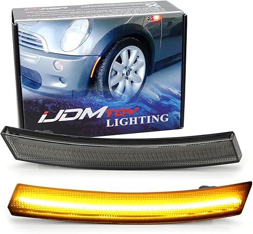 iJDMTOY (2) Kit de luz de marcador lateral frontal LED ámbar con lente ahumada, compatible con MINI Cooper 2002-08 de 1 generación R50 R52 R53,