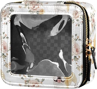 linqin Cute Bulldog White Cute Makeup Bag Clear Toiletry Bag with Zipper Skin Care Bag for Traveling