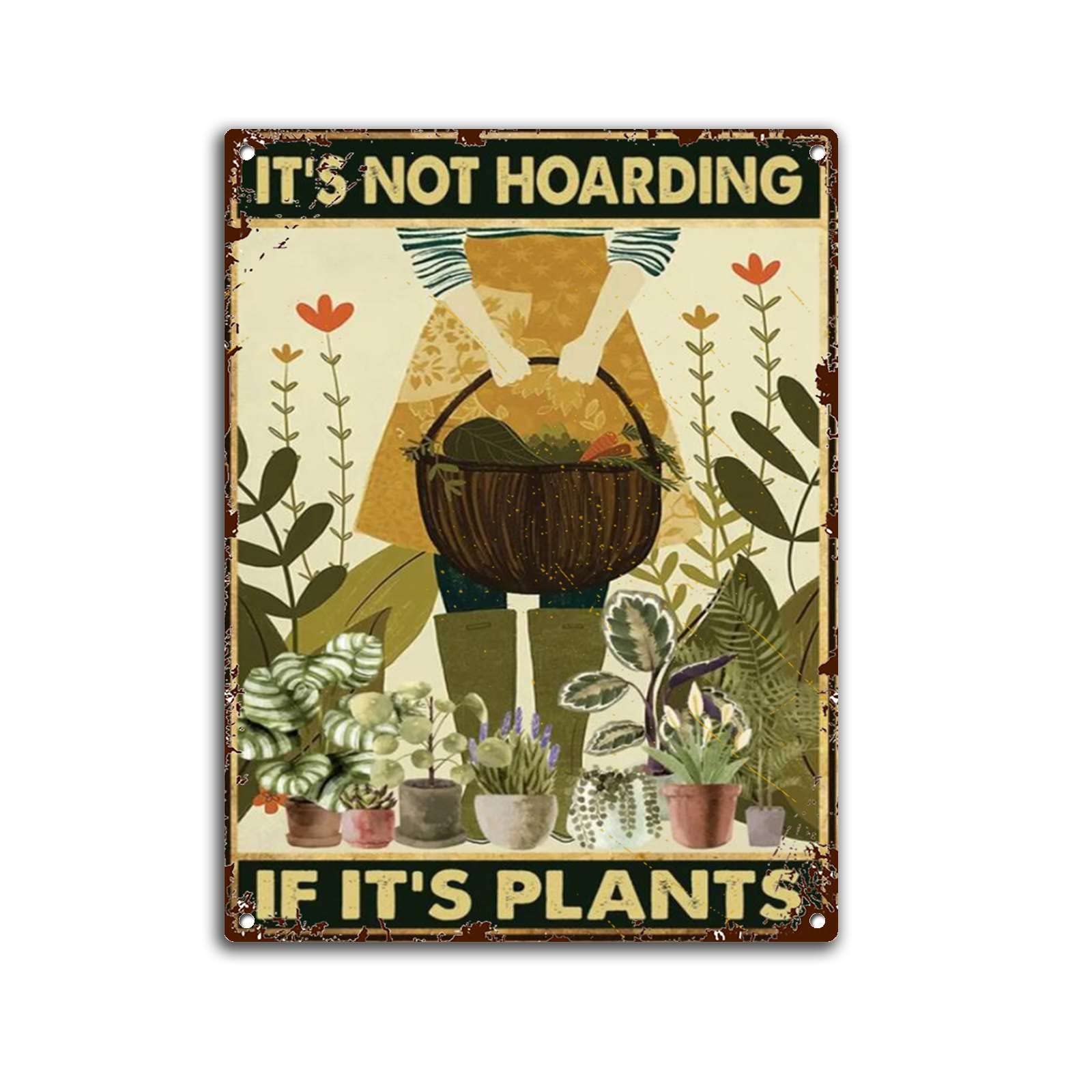 Targa In Metallo Vintage 20x30 Cm – It's Not Hoarding If It's Plants, Decorazione Da Parete Per Giardino, Bar, Casa