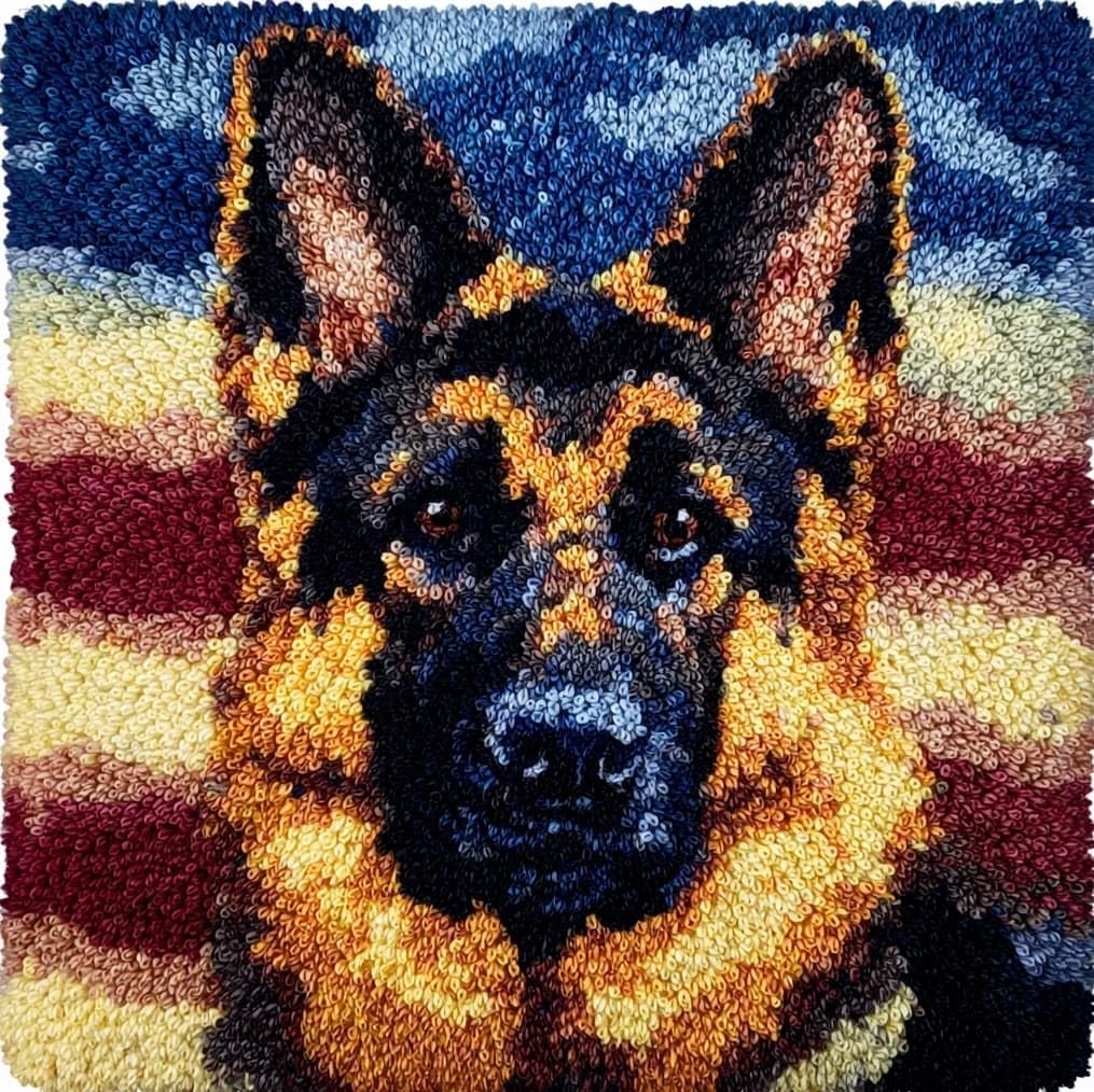 AxiangziK Latch Hook Pillow Kit for Beginners,German Shepherd Dog