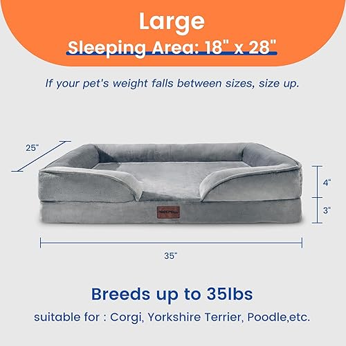 Miniatura 4 de NexHome Pet Cama ortopédica grande para perro, sofá impermeable de espuma viscoelástica de apoyo para perro con funda extraíble lavable y parte