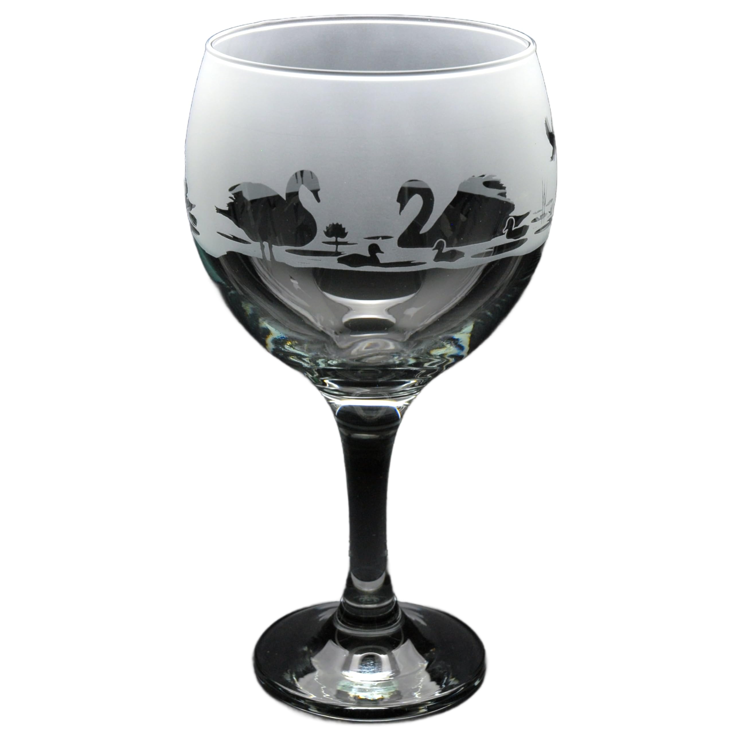 GLYPTIC Glass Art Swan Hand Etched/Engraved Gin Cocktail Glass
