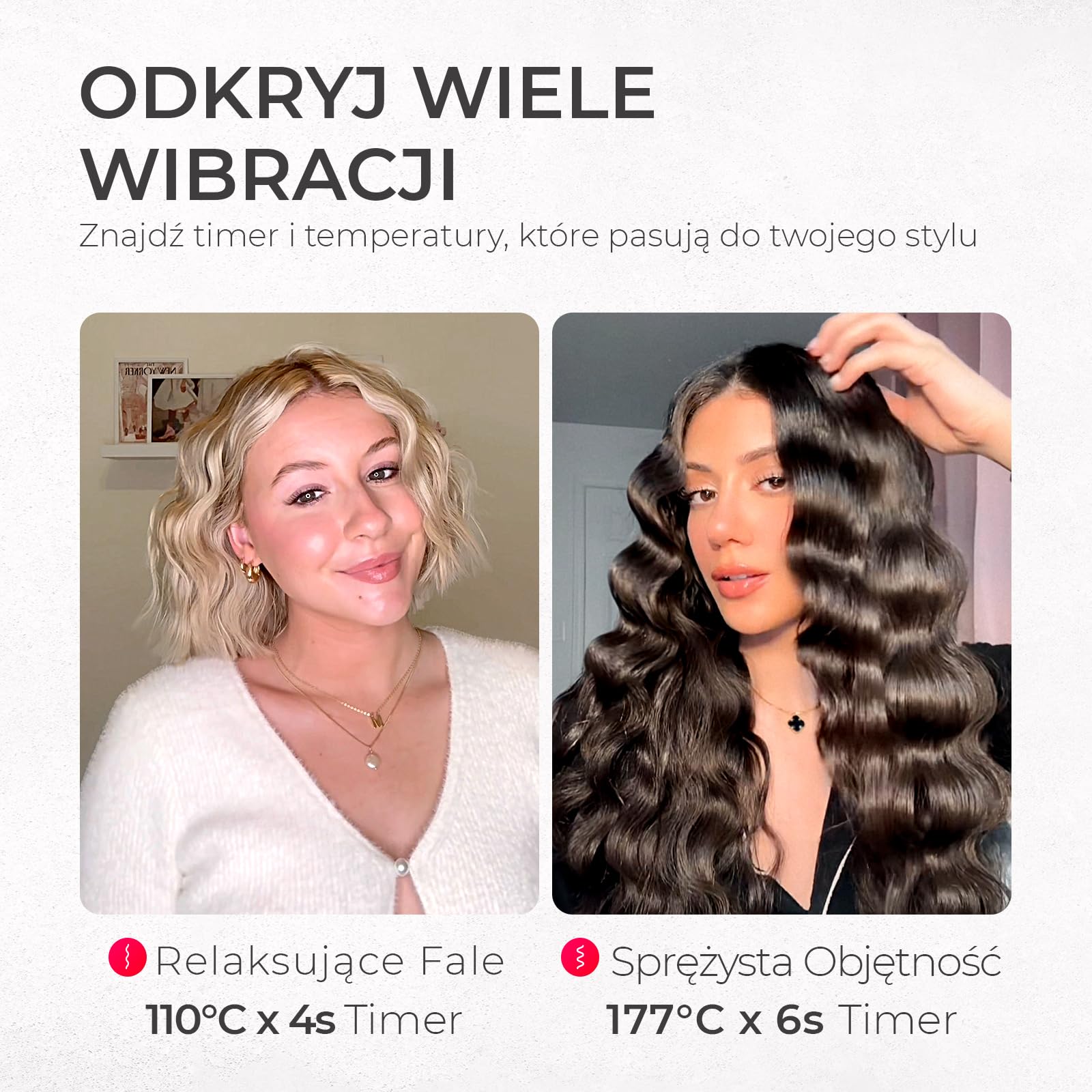 TYMO ROVY Lokówka do Fal dla Włosów, Lokówka do Dużych Loków Odpowiednia dla Początkujących, Hair Crimper Waver Curling Iron 32 mm, 4 Temperaturami i Wyświetlaczem LED, Ochrona Przed Oparzeniami